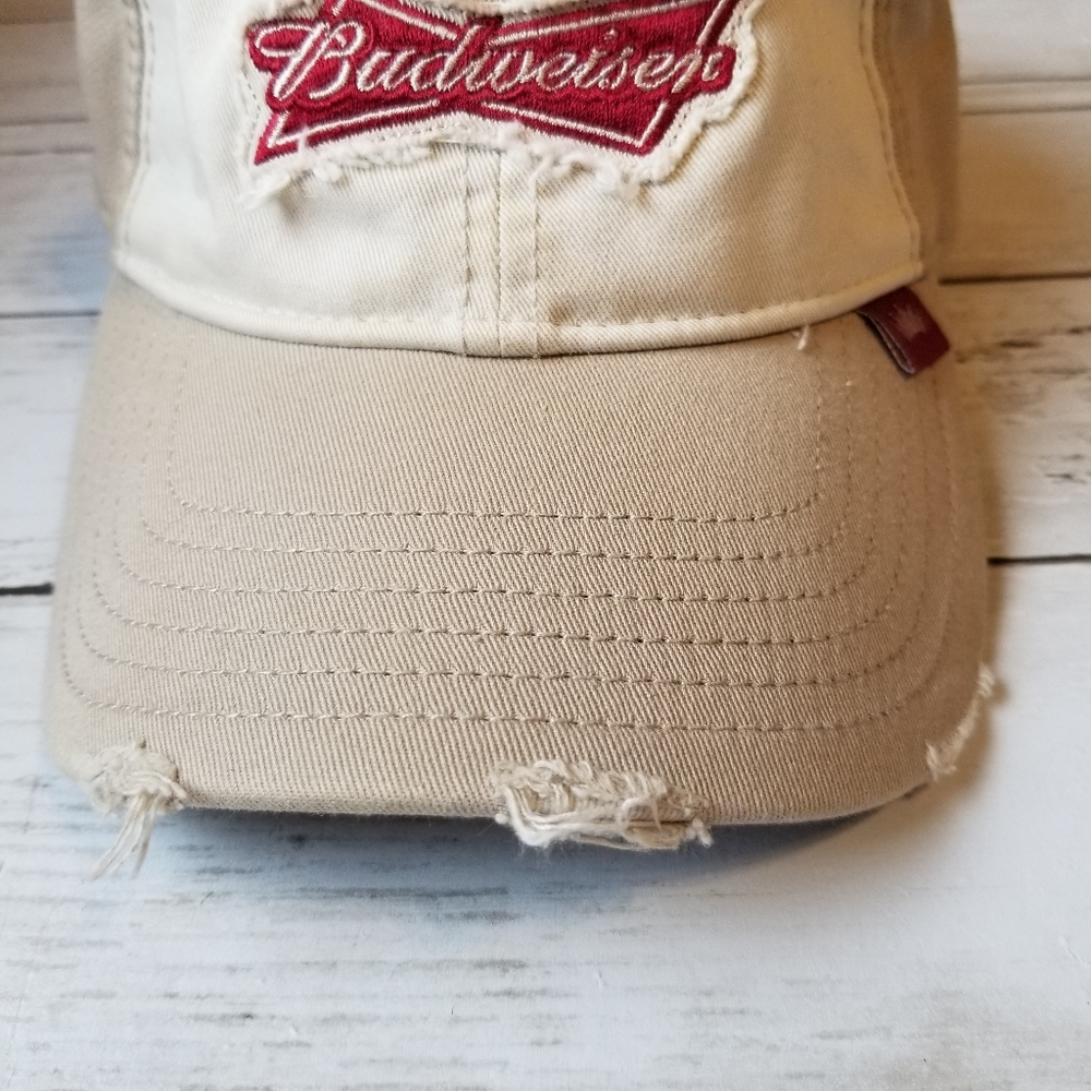 Budweiser Distressed Patch Hat Adjustable Strap S… - image 2